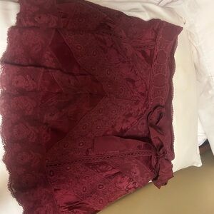 Elegant Lace Burgundy skirt love shack fancy